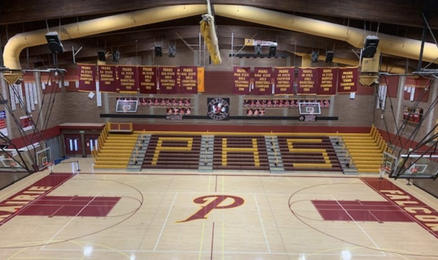 PHS gym where students gathered for the winter assembly.  