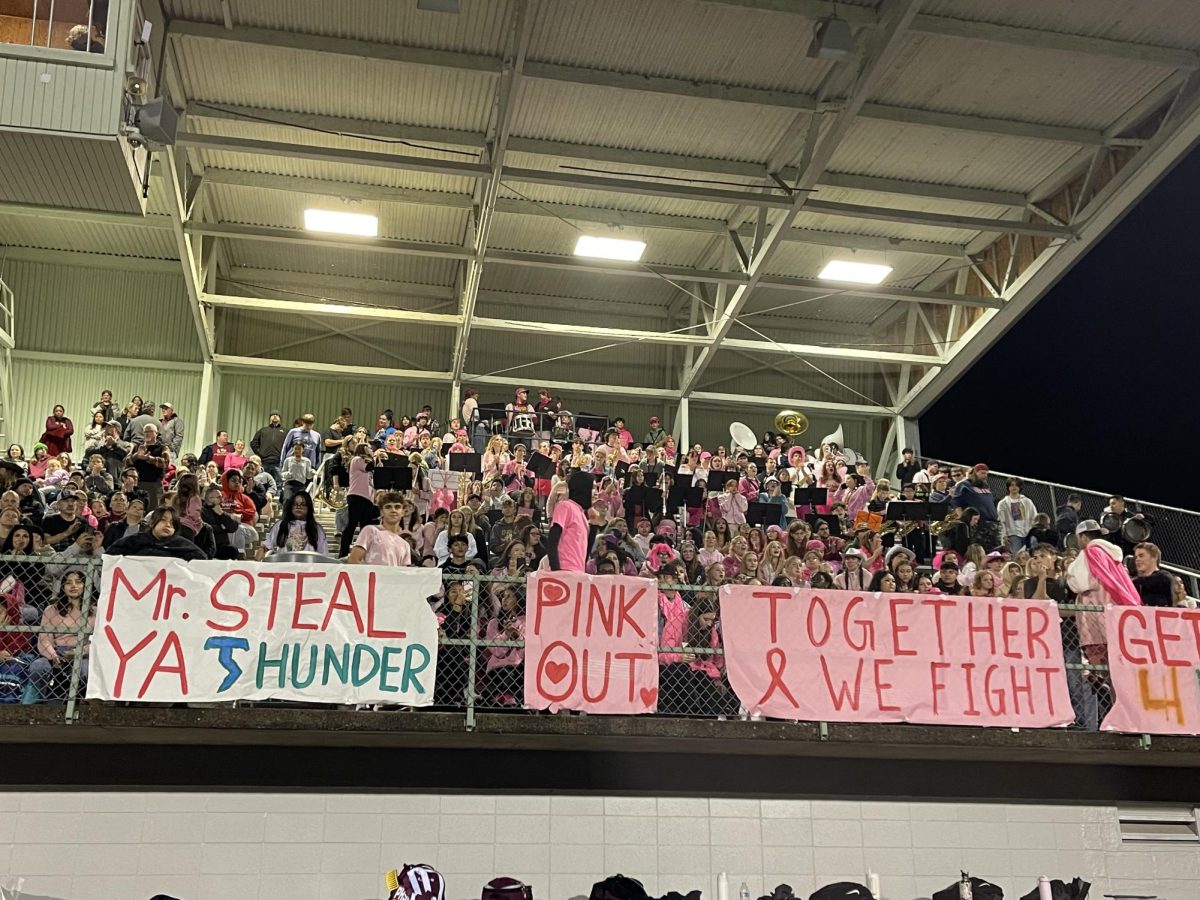 The student section at the Prairie versus Mountain View Homecoming Football Game.