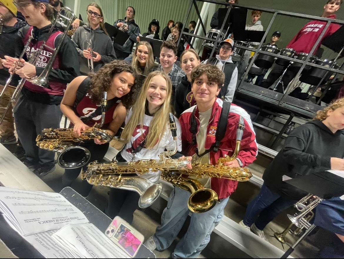 Band Students performing at a Prairie Football Game.