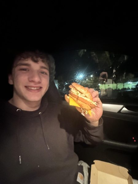 Senior Kaleb Cave tries new Chicken Big Mac.