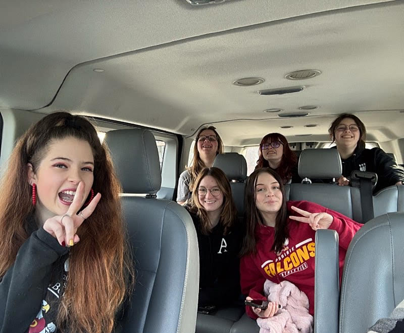 Girls Bowling state qualifiers smile with excitement on their way to state at Bowlero, Tukwila, WA last week.
