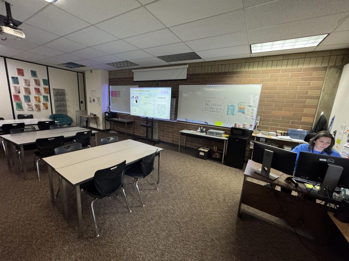 Mrs. Engelbart's, the teacher for personal finance, classroom.