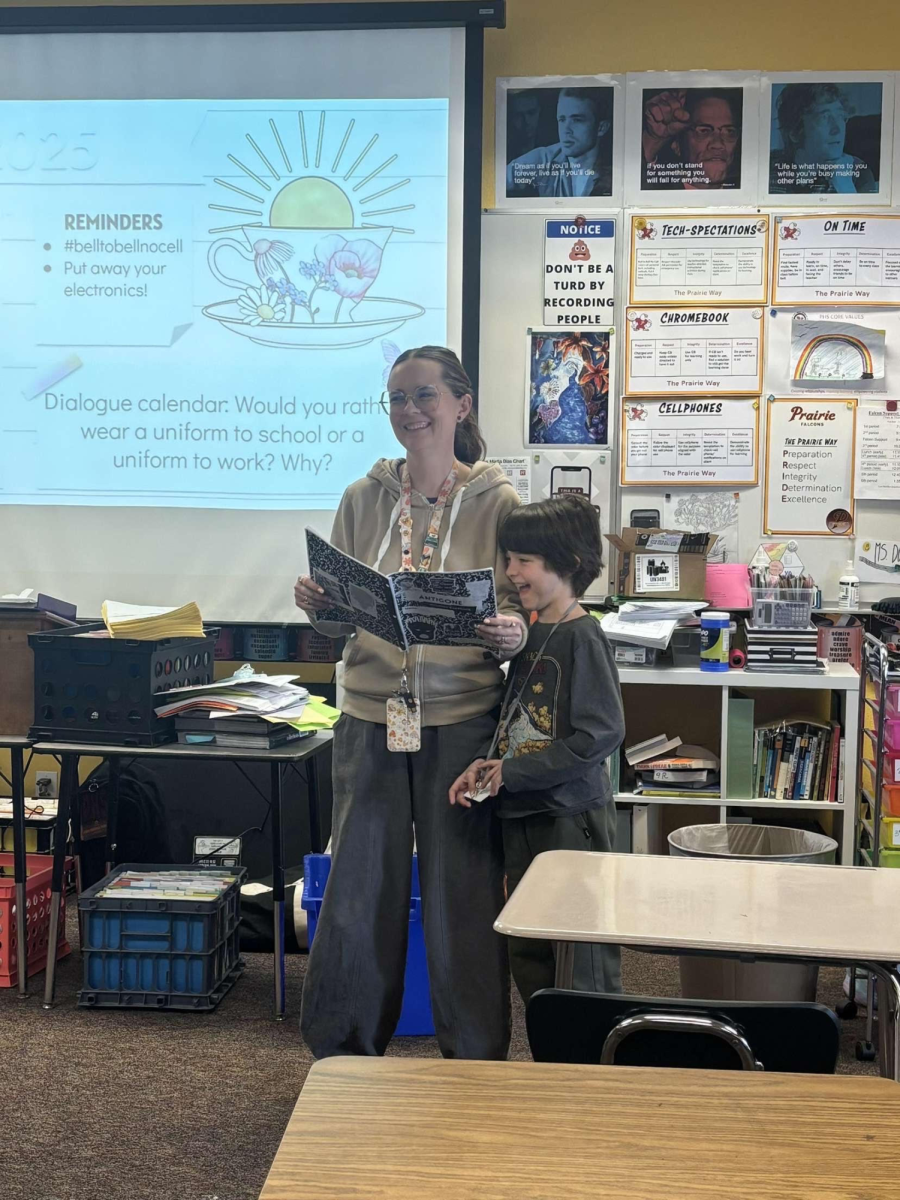 Shelley Douglas and her son teaching to the class.