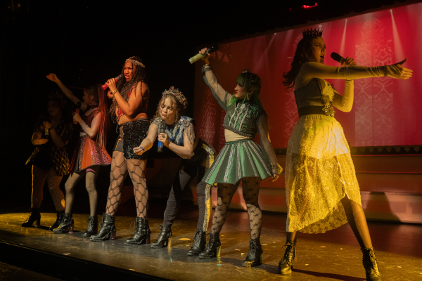 The six queens in Prairie High School’s drama club’s production of Six rehearsing for their upcoming show.
