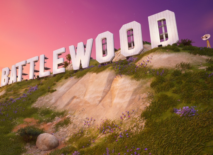 The Battlewood sign welcomes players to one of chapter 7 newest hot spots now a focal point of the game.