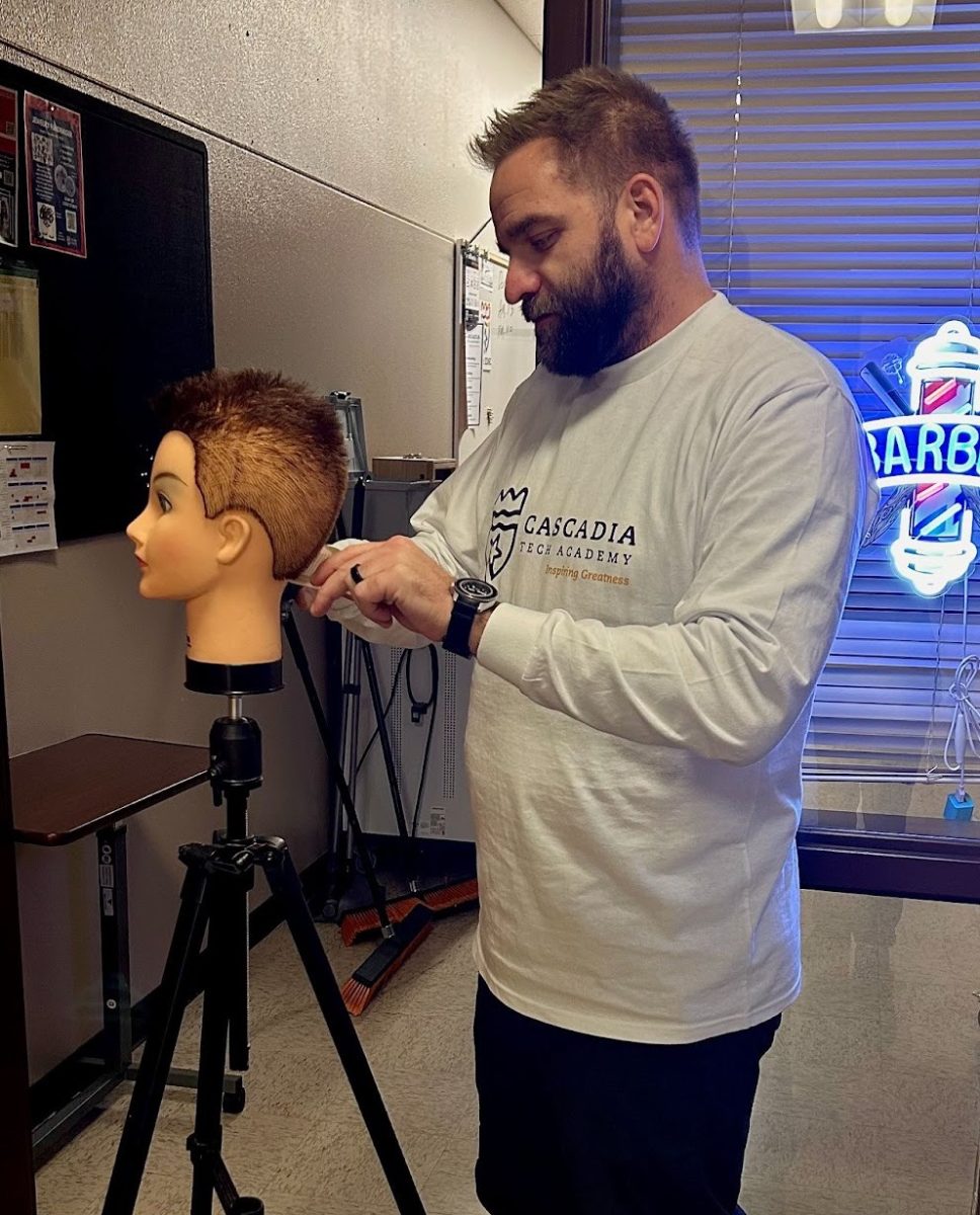 Meet Matt Kramer, a barber instructor at the new barbering program, demonstrating what he teaches in class