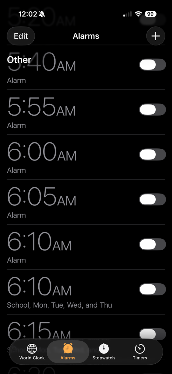 Rosemary Perezas alarms for waking up.
