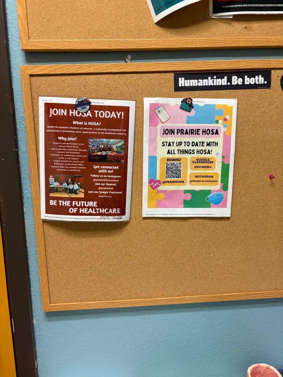 Posters of HOSA info located in room 804.
