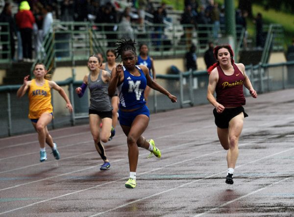 Prairie track team in a race.