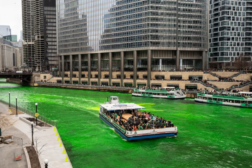 The Chicago river turns green, marking one of the most iconic St. Patrick’s Day Traditions.
